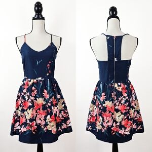 EUC Love, Zoe Floral Navy Fit and Flare Dress